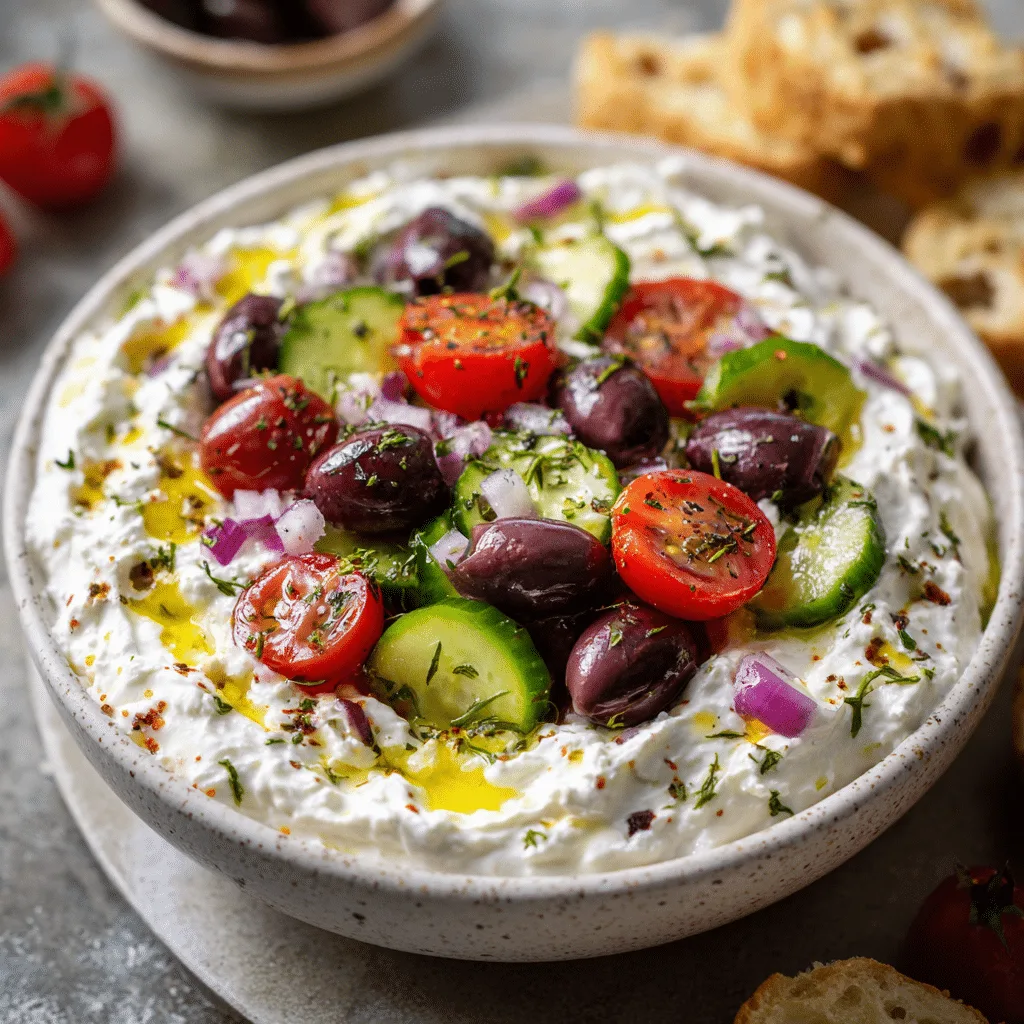 whipped cottage cheese dip with vegetable toppings