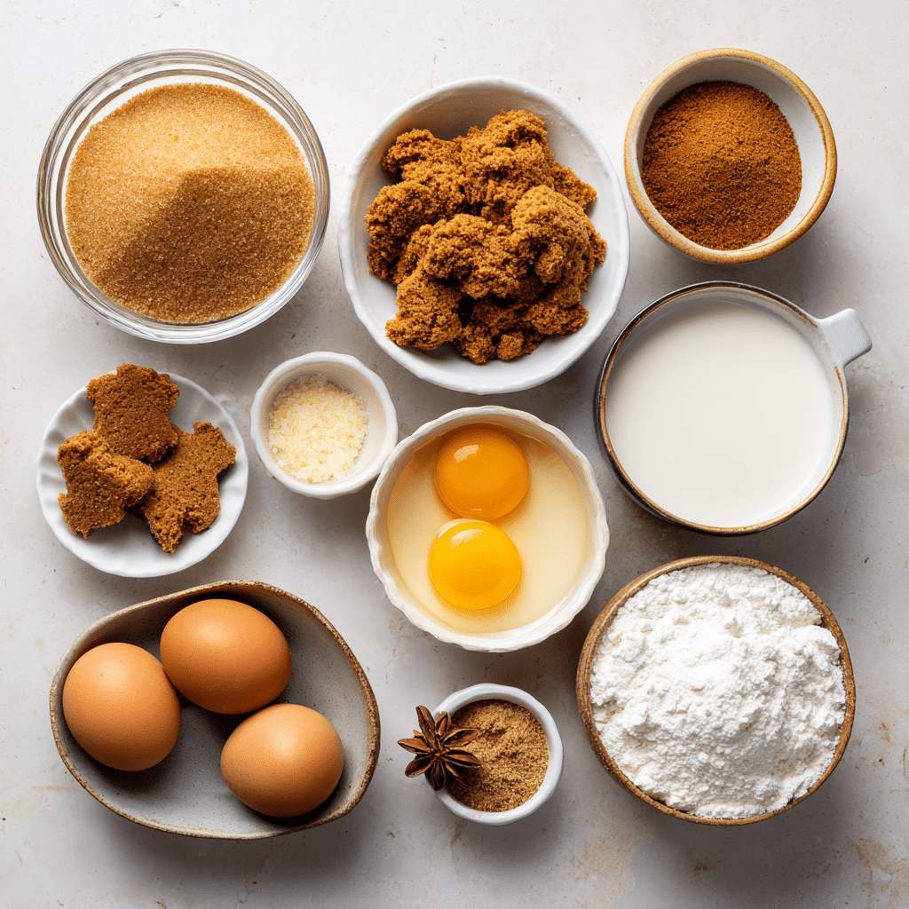 Ingredients for gingerbread ice cream recipe
