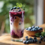 Iced blueberry latte recipe with homemade syrup