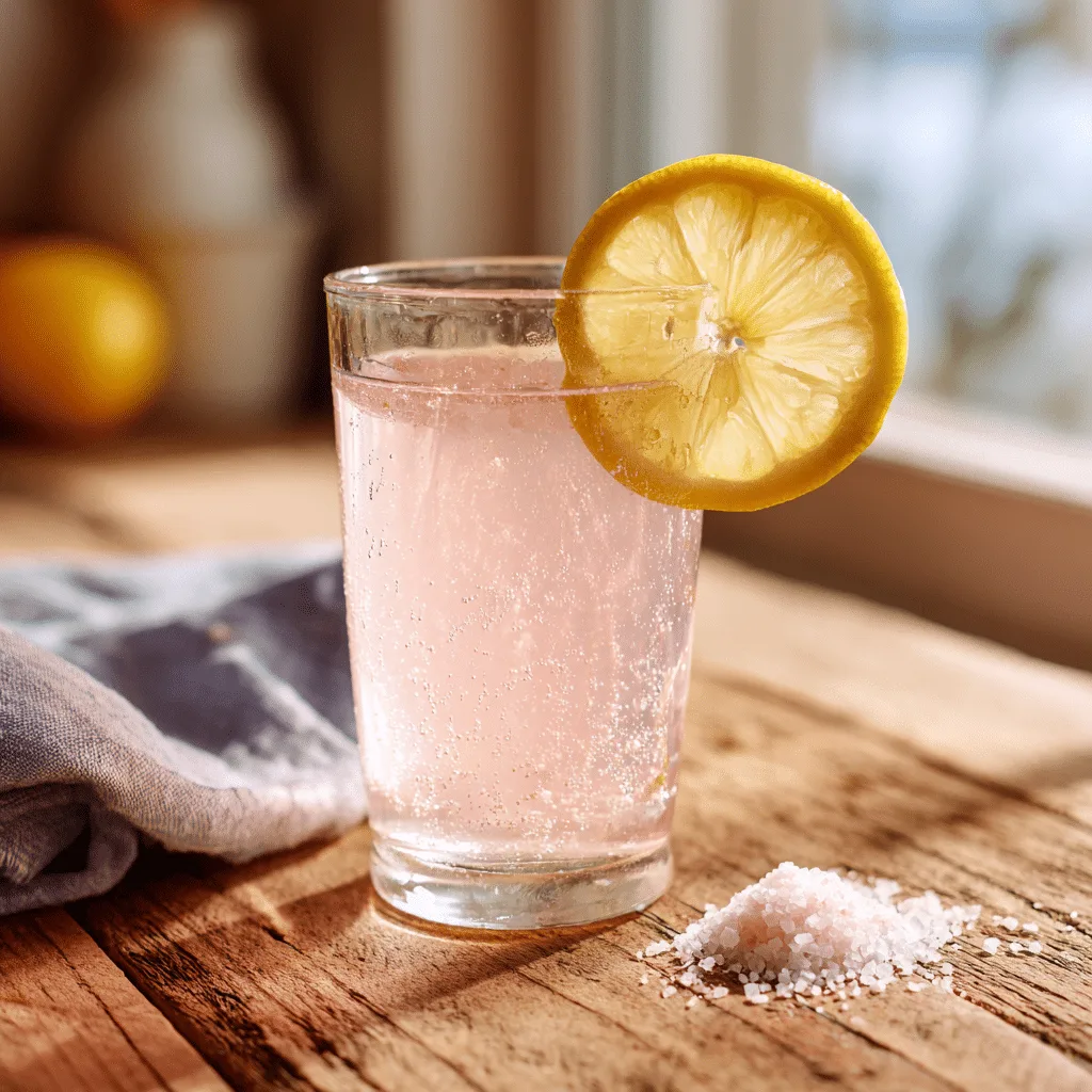 Pink Himalayan salt recipe detox drink in glass