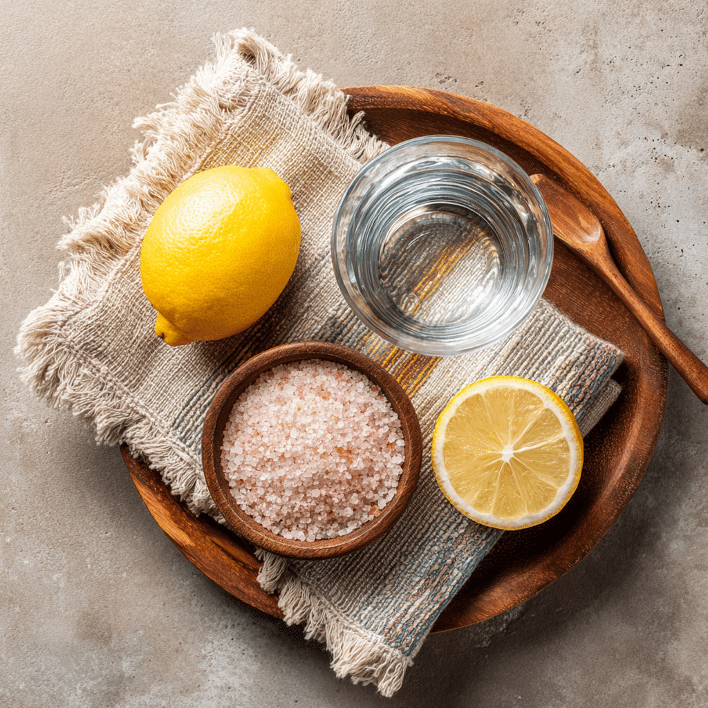 Ingredients for pink Himalayan salt recipe