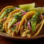 Salsa Verde Chicken Tacos Recipe with toppings