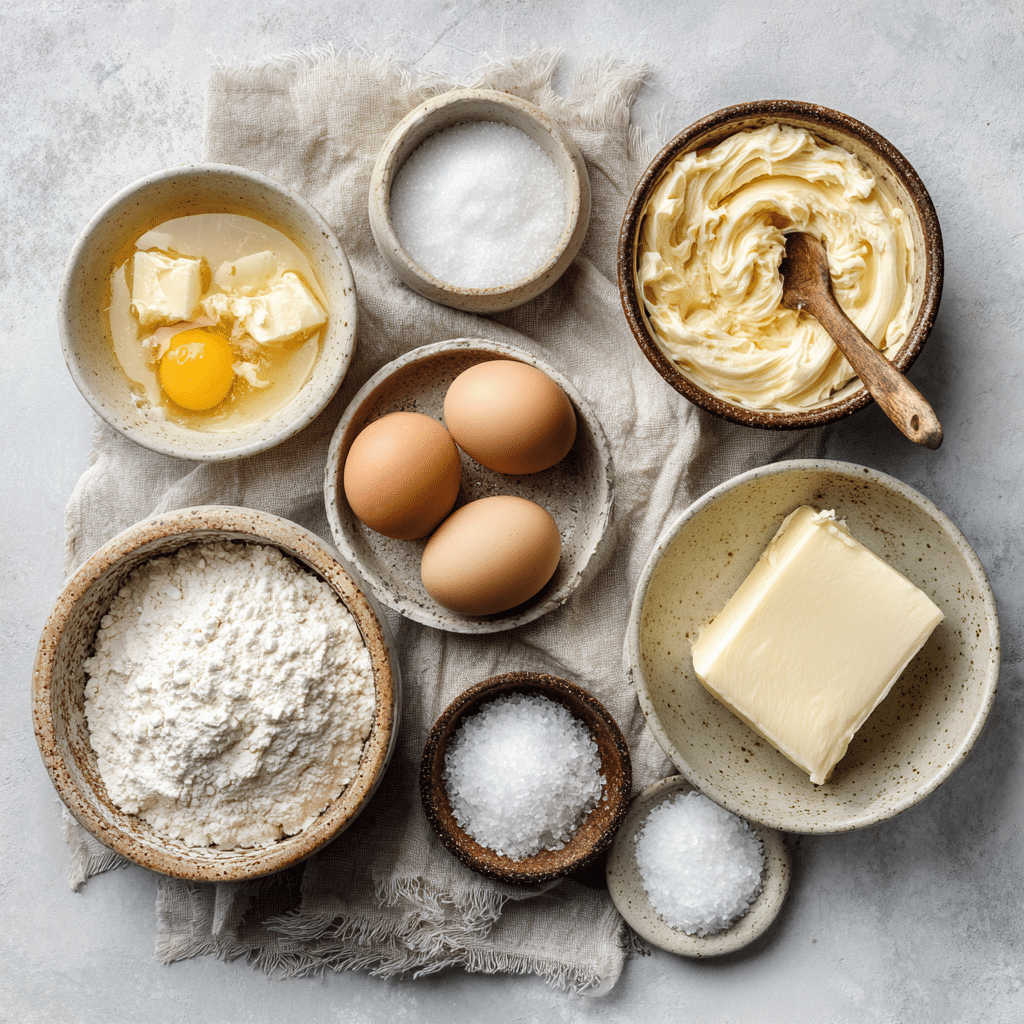Ingredients for salt and caramel ice cream