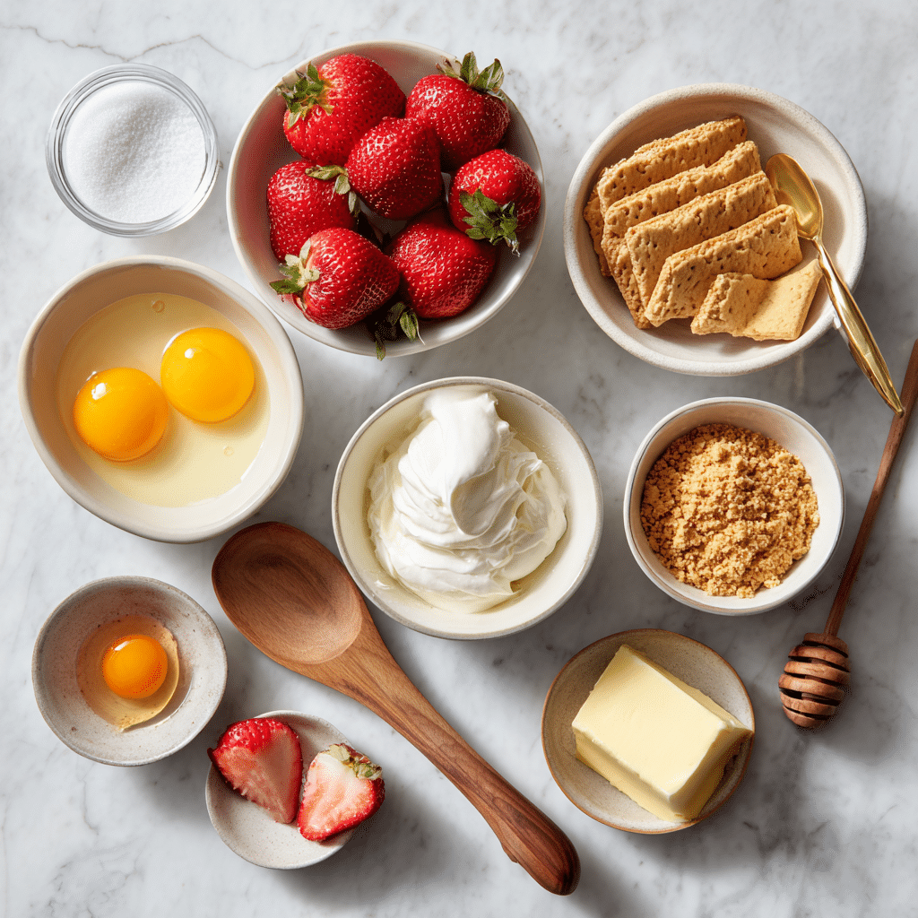 Ingredients for strawberry ice cream crunch