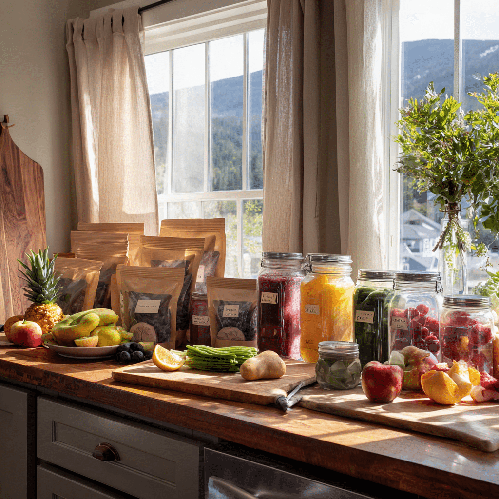 Freezer-friendly smoothie prep with bags and jars