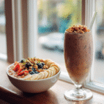 Freezer-friendly smoothie served in glass and bowl
