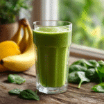 Best Ever Green Smoothie Recipes in glass with tropical fruit