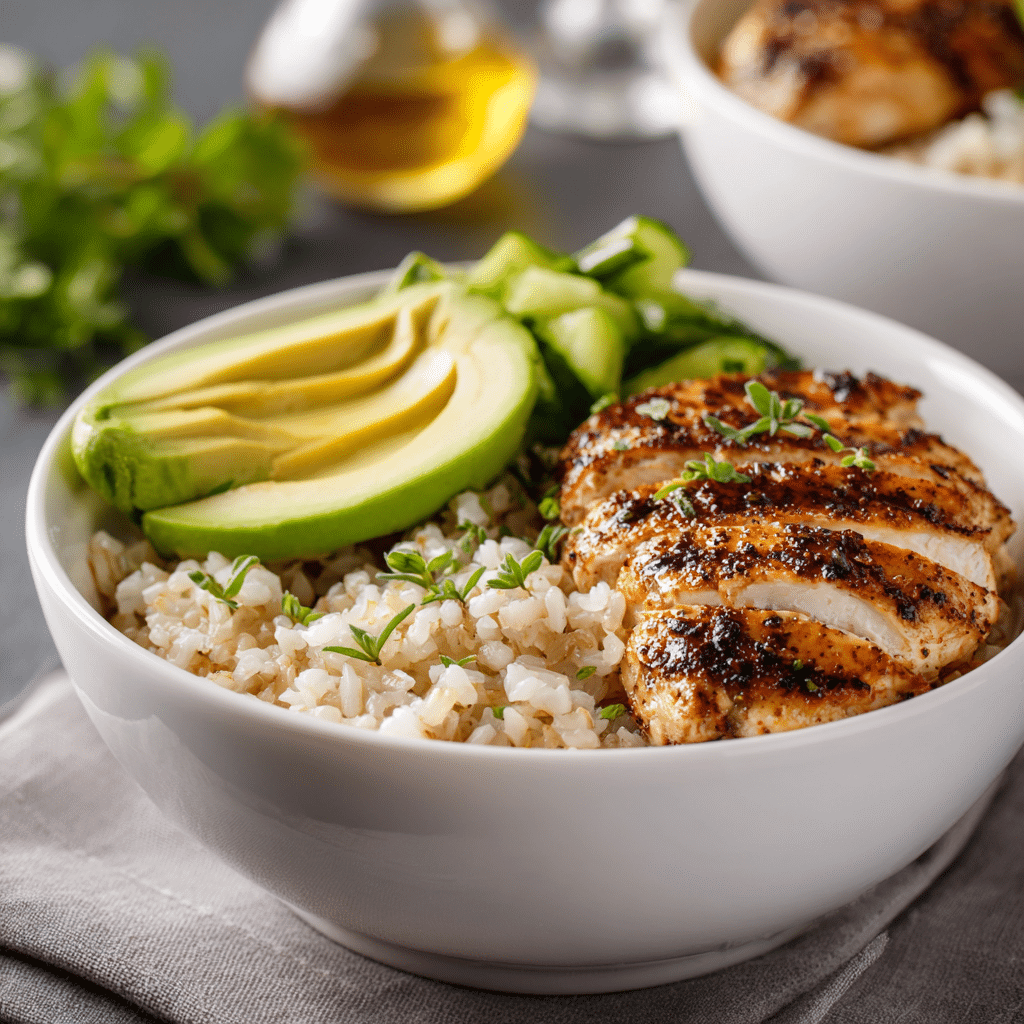 Served high protein meal bowl ready to eat