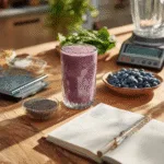 Weight loss smoothie with fat-burning ingredients on kitchen counter