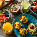 healthy breakfast ideas with oats, eggs, and smoothies