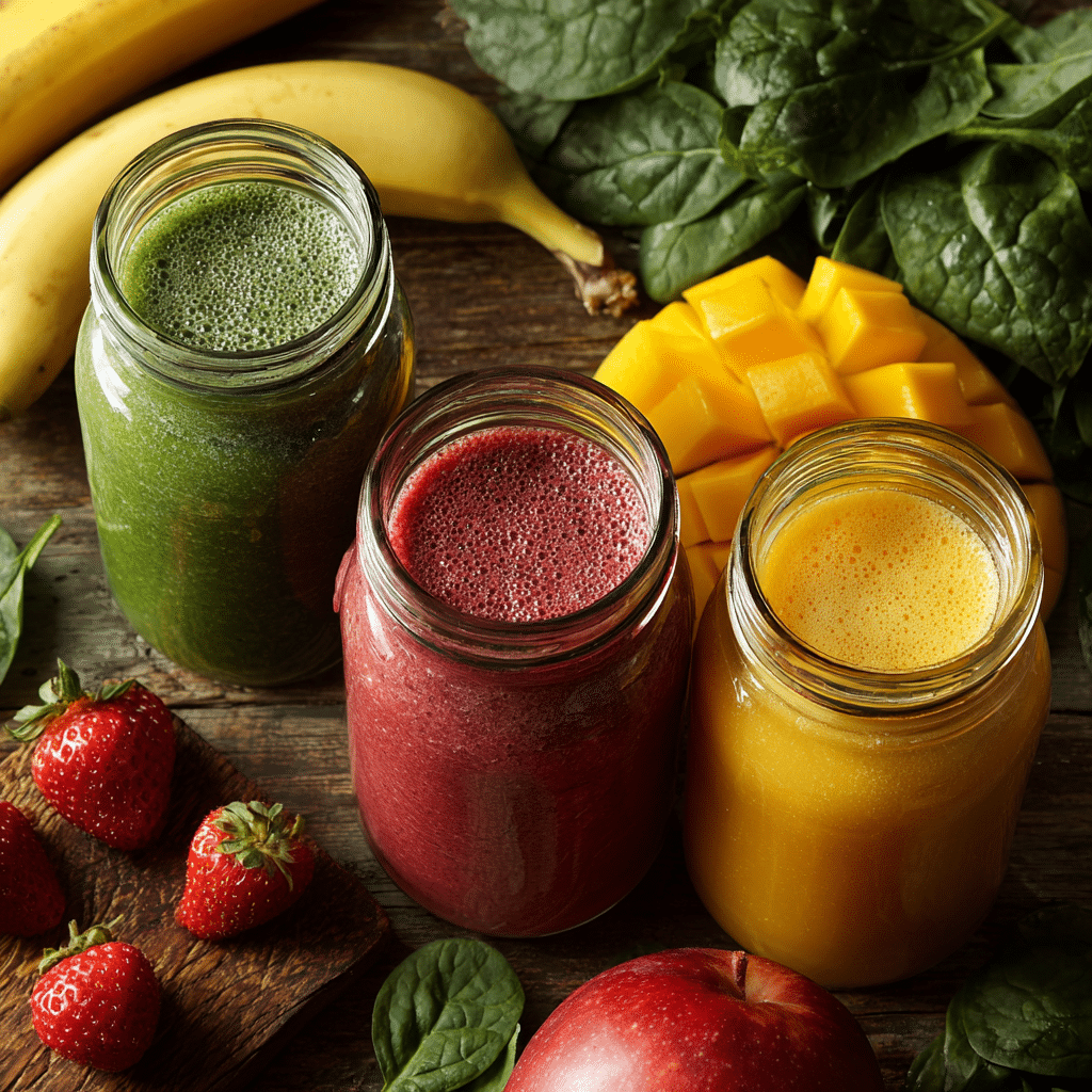 beginner smoothie recipes colorful fruit jars