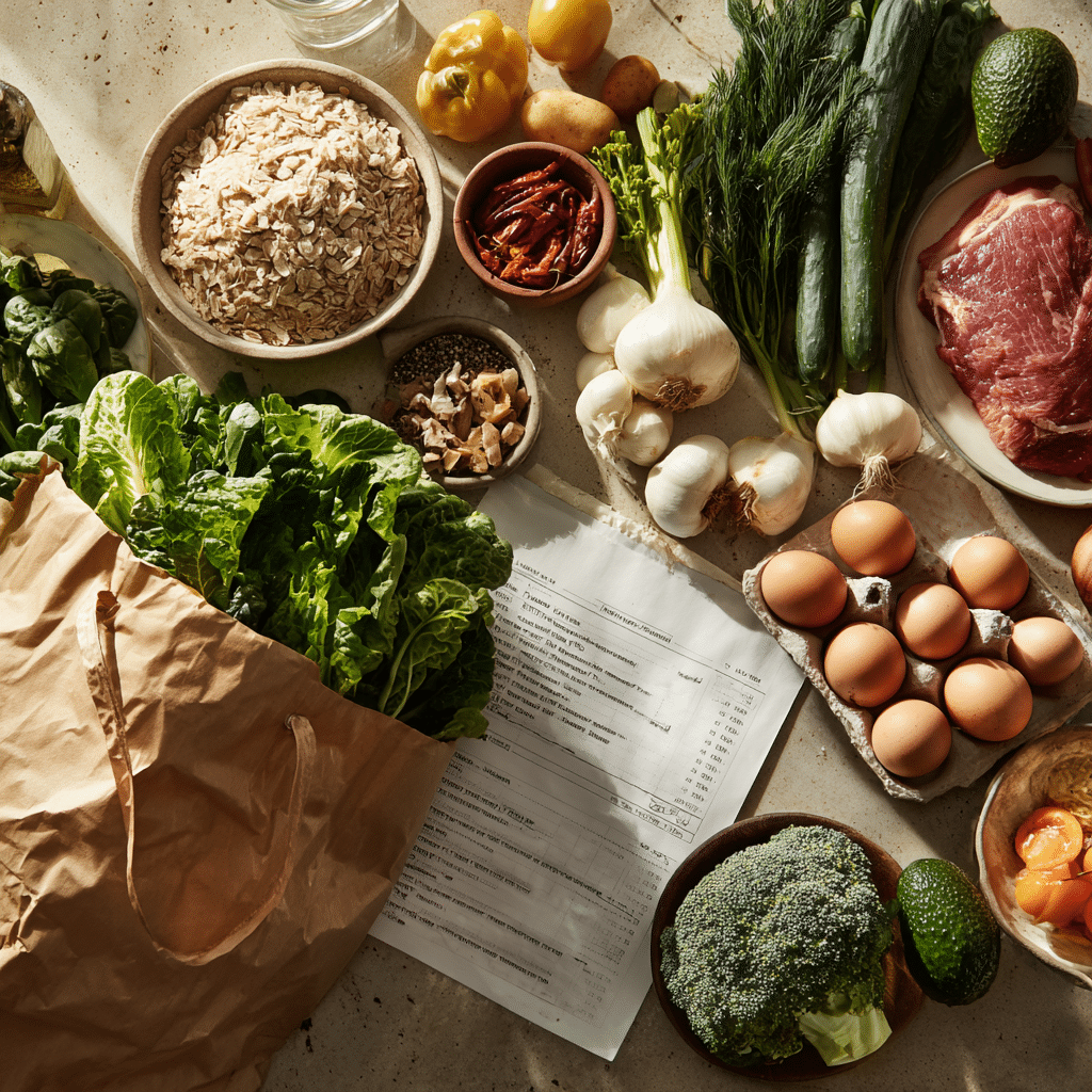 Grocery ingredients for 21-Day Meal Prep Challenge