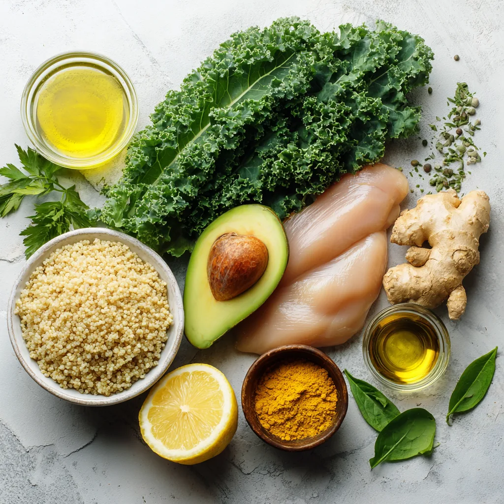 Semaglutide-friendly recipe ingredients on white background