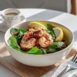 Served protein sparing shrimp bowl with greens