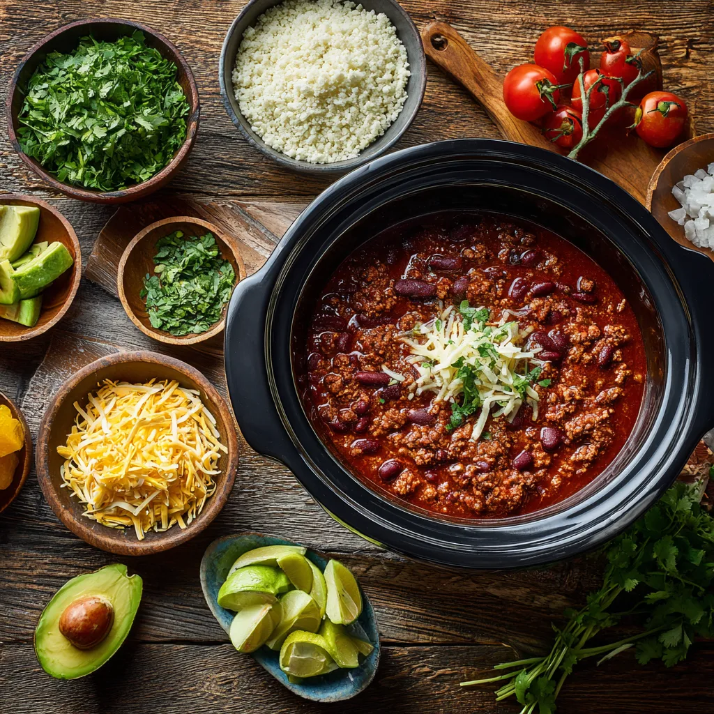 Keto Crockpot Recipes Chili in a Kitchen