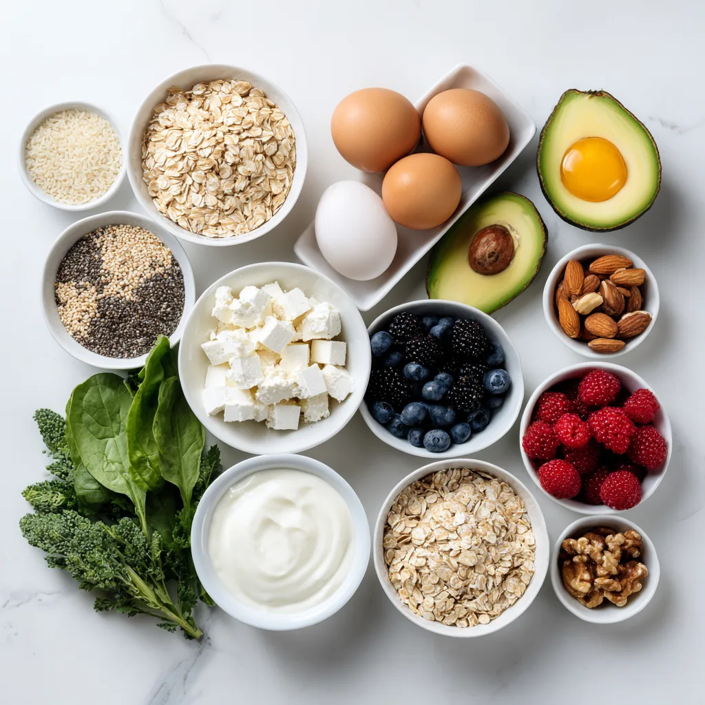 Ingredients for healthy breakfast bowls