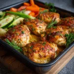 Plated keto chicken with cauliflower rice and sautéed spinach