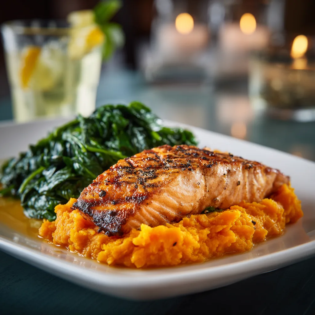 Served GLP-1 dinner with salmon and sweet potatoes