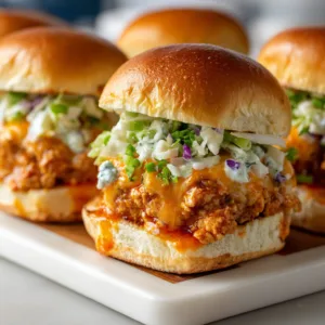 Buffalo Ground Chicken Sliders