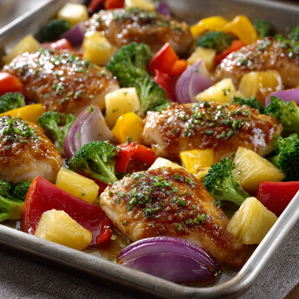 Hawaiian Chicken Sheet Pan Dinner