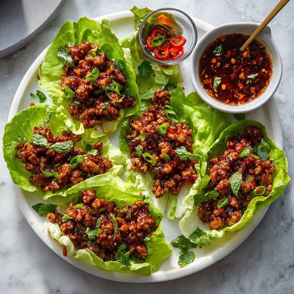 Spicy Gochujang Turkey Lettuce Cups
