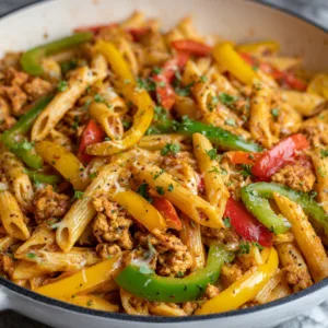 TikTok Ground Chicken Fajita Pasta (One-Pan) - Clean Eating Recipe