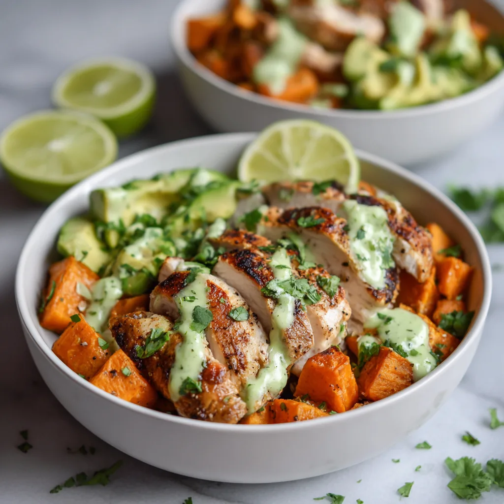 Avocado Mojo Sweet Potato Chicken Bowl (Clean Eating High Protein)