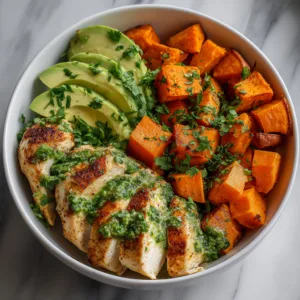 Avocado Mojo Sweet Potato Chicken Bowl (Clean Eating High Protein)