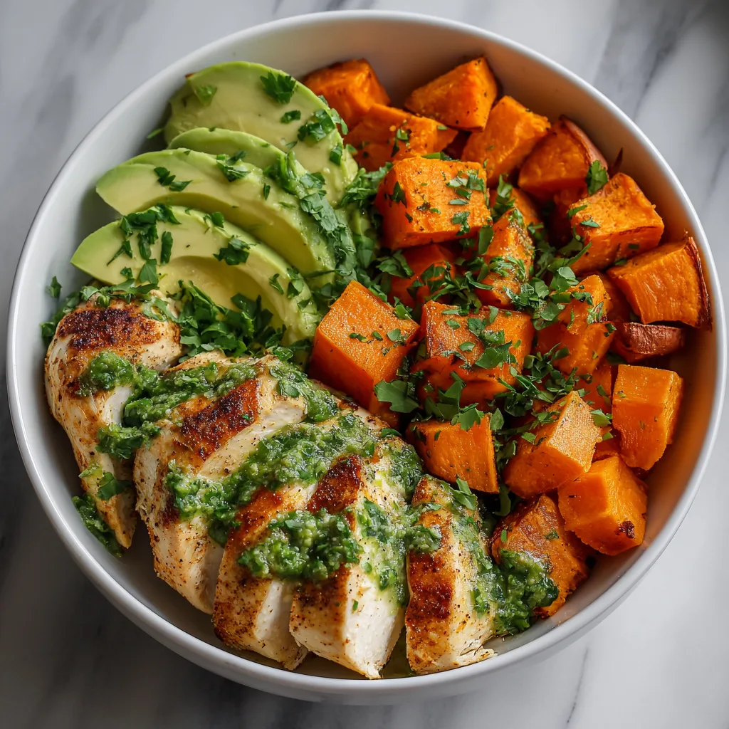 Avocado Mojo Sweet Potato Chicken Bowl (Clean Eating High Protein)