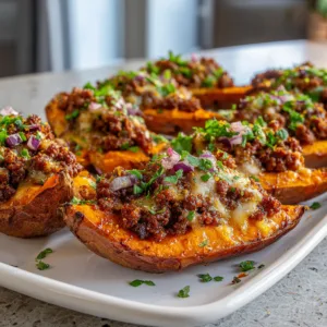 Hot Honey Beef & Sweet Potato Boats