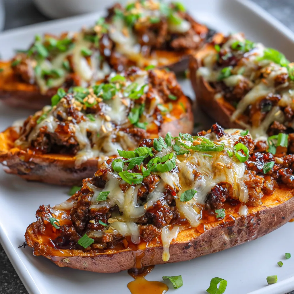 Hot Honey Beef & Sweet Potato Boats