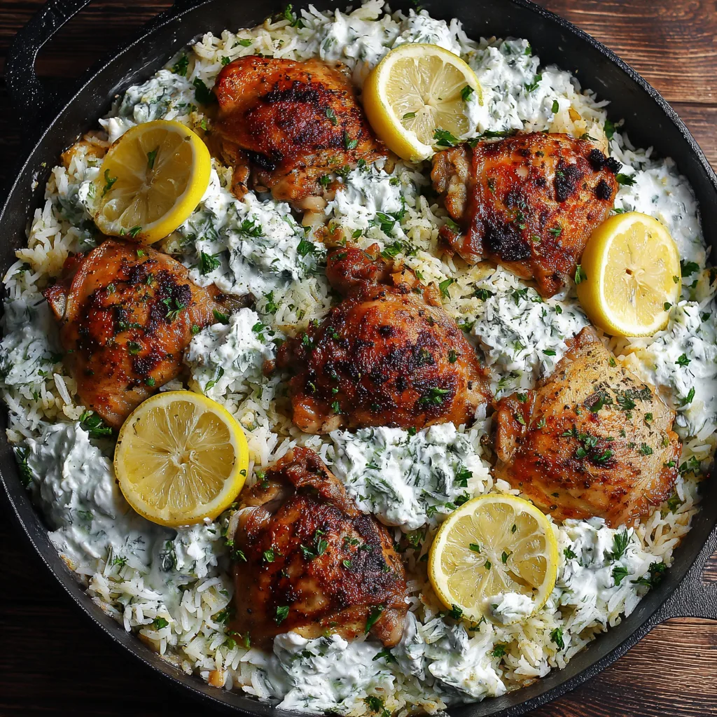 One-Pan Chicken Tzatziki Bake with Rice