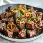 Garlic Butter Steak Bites with Crispy Shallots