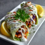 low-carb grilled chicken wraps with fresh vegetables and sauce