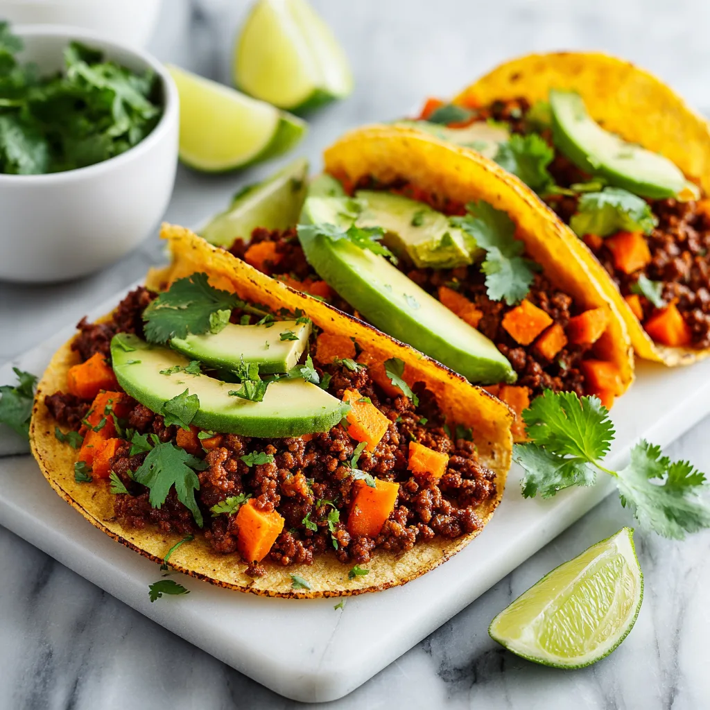 Ground Beef Sweet Potato Tacos - Healthy & So Flavorful!