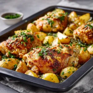 Garlic Parmesan Chicken and Potatoes - Easy One Pan Dinner Recipe