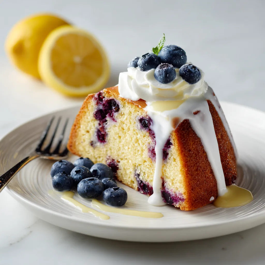 Lemon Blueberry Bundt Cake with Sour Cream - Extra Moist & Rich Flavor
