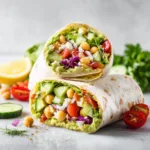 Spicy Chickpea Avocado Wrap Healthy Vegan Lunch Recipe High Protein Snack Idea
