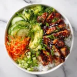 Sticky Sweet Savory Chicken Power Bowl High Protein Healthy Dinner Idea