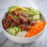 Hot Honey Chicken Avocado Rice Bowl - High Protein Healthy Food Recipe