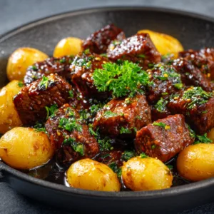 Hot Honey Garlic Steak Bites with Crispy Potatoes - Easy Healthy Dinner Recipe
