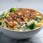 High Protein Cottage Cheese Chicken Alfredo Bowl - Healthy Comfort Food Recipe