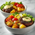 Healthy Burger Bowls with Crispy Potatoes & Special Sauce - High Protein Dinner