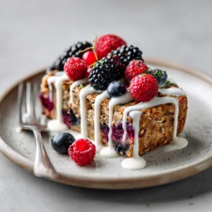 Baked Oats with Berries and Chia Seeds - Healthy Breakfast Recipe Idea