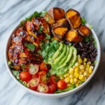 BBQ Chicken Sweet Potato Burrito Bowl - High Protein Healthy Dinner Idea