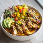 BBQ Chicken Sweet Potato Bowl with Mango Salsa - Fresh & Healthy Dinner Recipe
