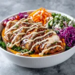 BBQ Chicken Sweet Potato Bowl with Spicy Mayo - Easy High Protein Dinner