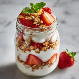High Protein Strawberry Yogurt Parfait with Oats – Easy Healthy Breakfast