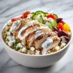 Mediterranean Chicken Rice Bowl with Tzatziki (Healthy Dinner)