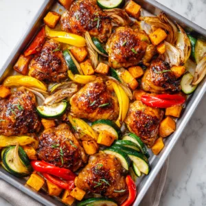 Honey Garlic Chicken Sheet Pan Dinner with Veggies